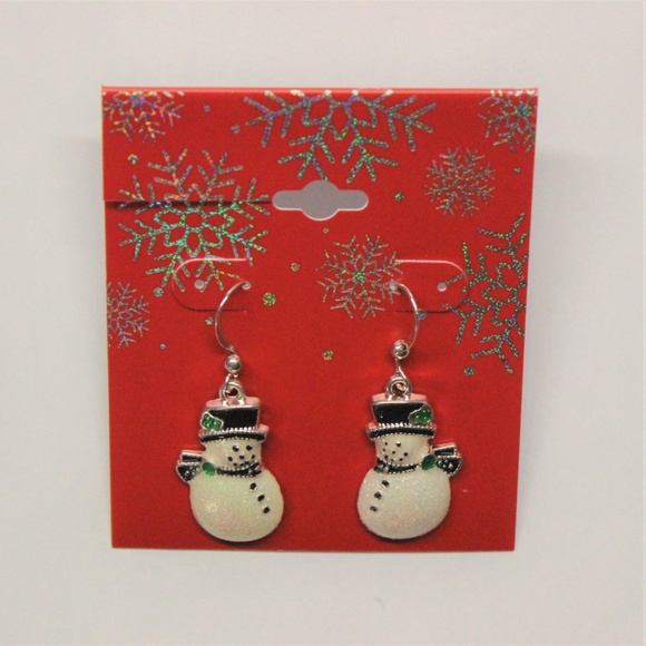 Snowman Nickel Free Drop Earrings - Christmas - Picture 2 of 3
